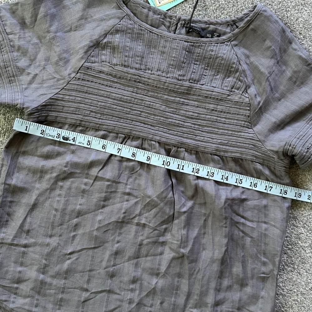 PrAna Blouse Womens XS Gray Pinoit Top Woven Dobby Organic Cotton Short Sleeve - Picture 9 of 11